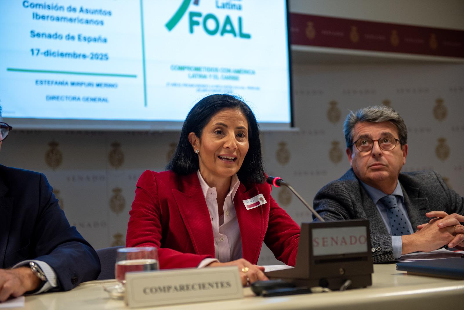 Estefanía Mirpuri durante su comparecencia en el Senado