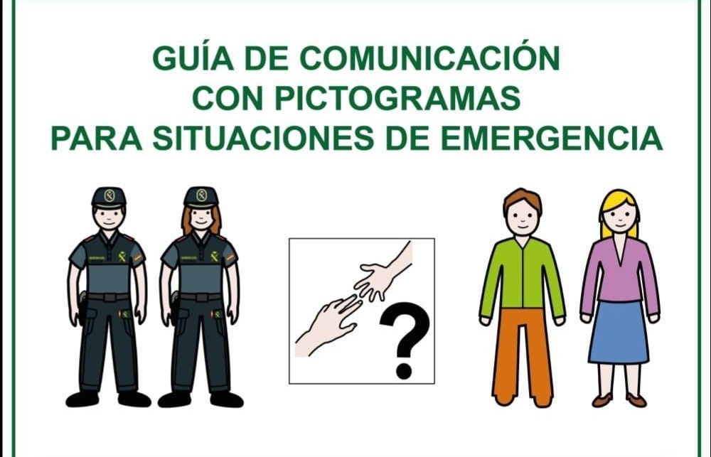 Imagen de la Guía de Comunicación con pictogramas para emergencias de la Guardia Civil y Fundación ONCE