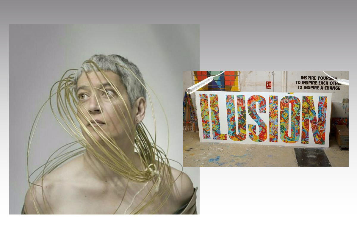 Dos imágenes de las próximas exposiciones: un retrato de Mercè Luz y un reflejo de la palabra Ilusión