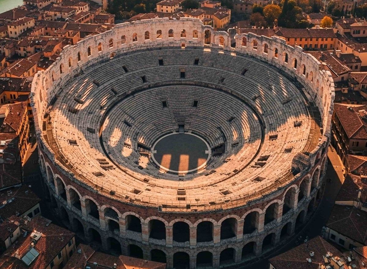 Vista aérea de la Arena de Verona (Italia) | Foto de 123RF/thesohailmart