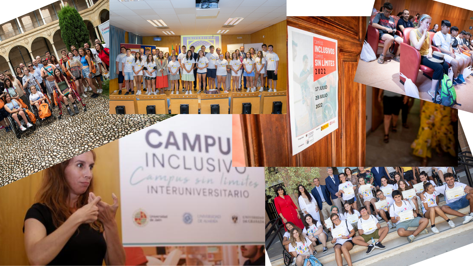 Collage de imágenes de otras ediciones de los campus inclusivos en diversas universidades españolas