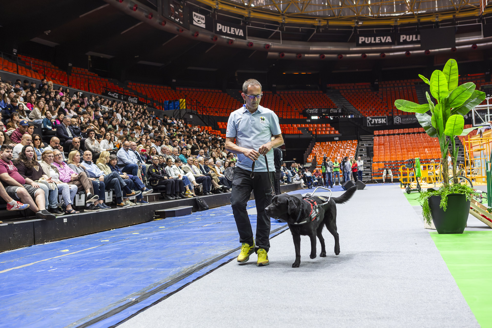 Uno de los adiestradores durante la exhibición