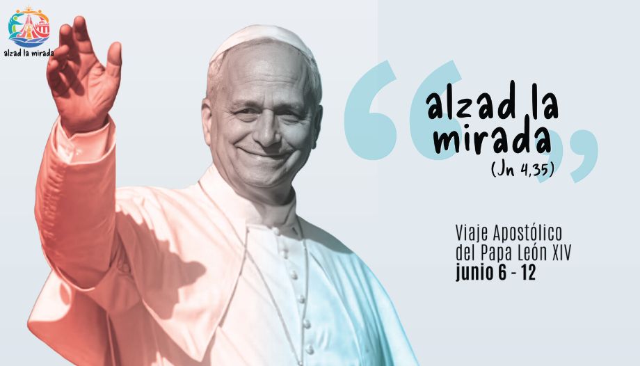 Cartel de la visita del Papa a España con el lema de la visita 