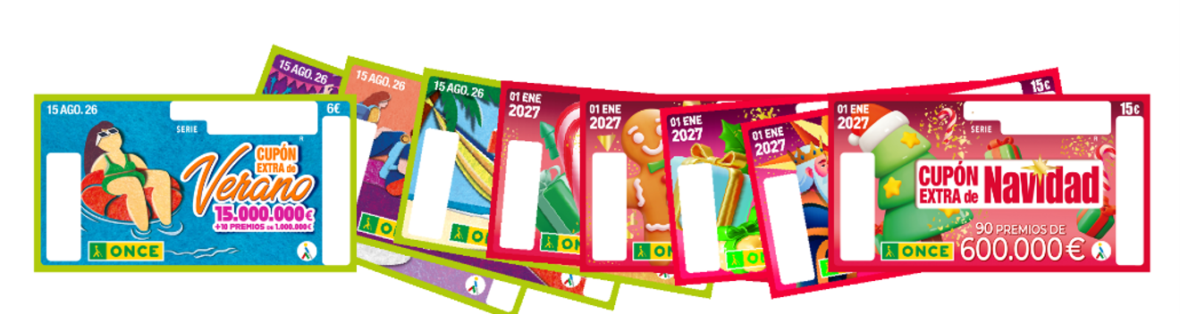 Composición de diseños del Cupón Extra de Verano y el Cupón Extra de Navidad