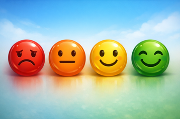 Composición de emoticonos que identifican diferentes grados de satisfacción