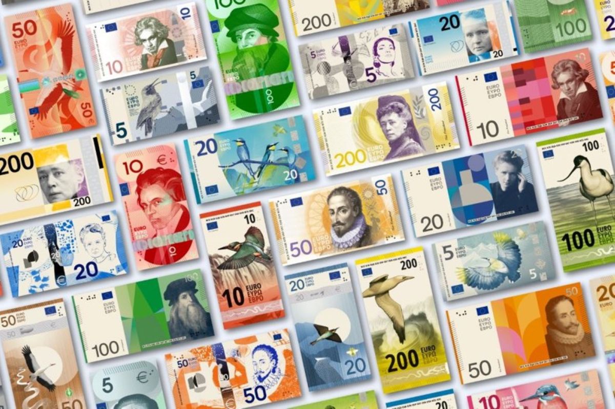 Algunos de los diseños de nuevos billetes de euro propuestos