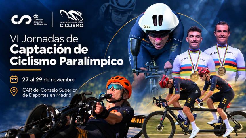 Diapositiva cartel de las jornadas de captación de ciclismo paralímpico