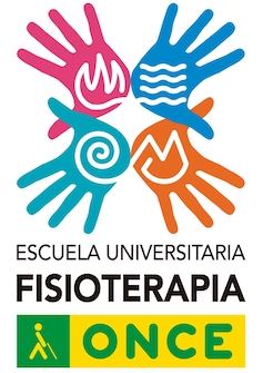 Logo con cuatro manos de colores de la Escuela Universitaria de Fisioterapia de la ONCE