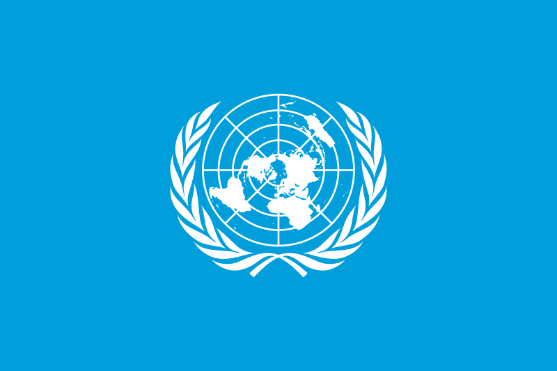 Logo de la ONU sobre fondo azul