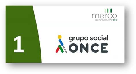 Cartel con el mensaje: Grupo Social ONCE número 1 en Merco Responsabilidad ESG