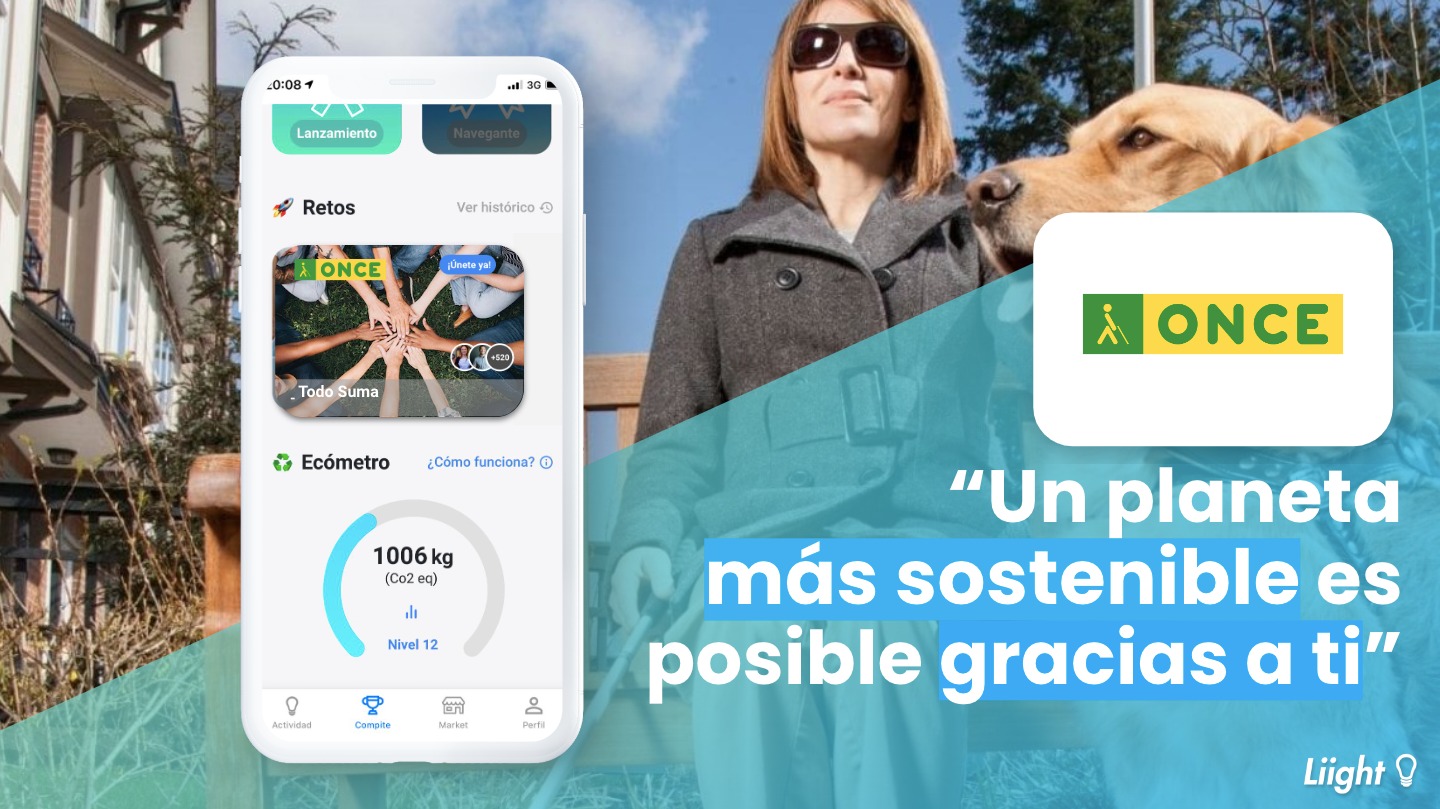 Un móvil con la app Liight y mensaje que dice: un planeta sostenible es posible gracias a Liight