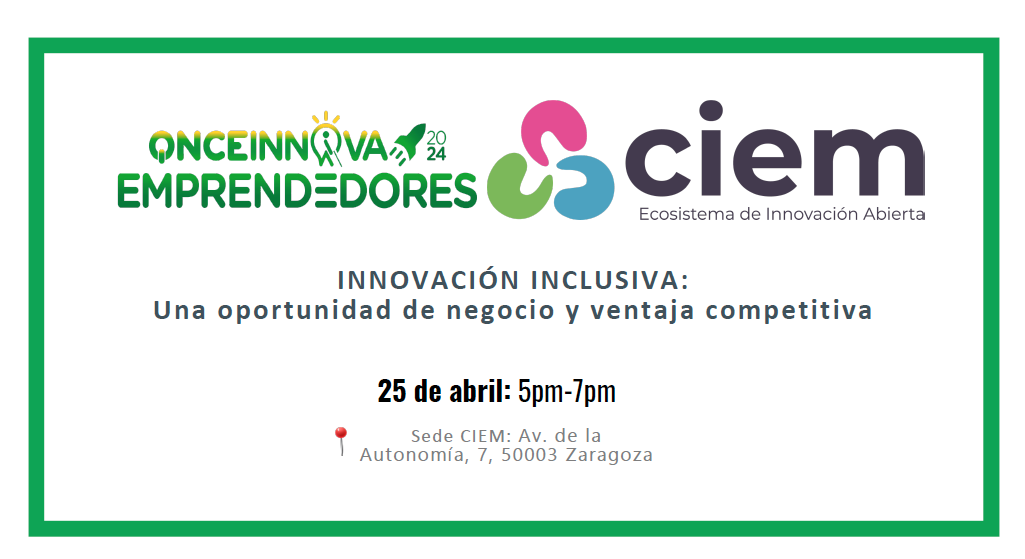 Cartela con los logos de ONCE Innova y el CIEM de Zaragoza y los datos del evento