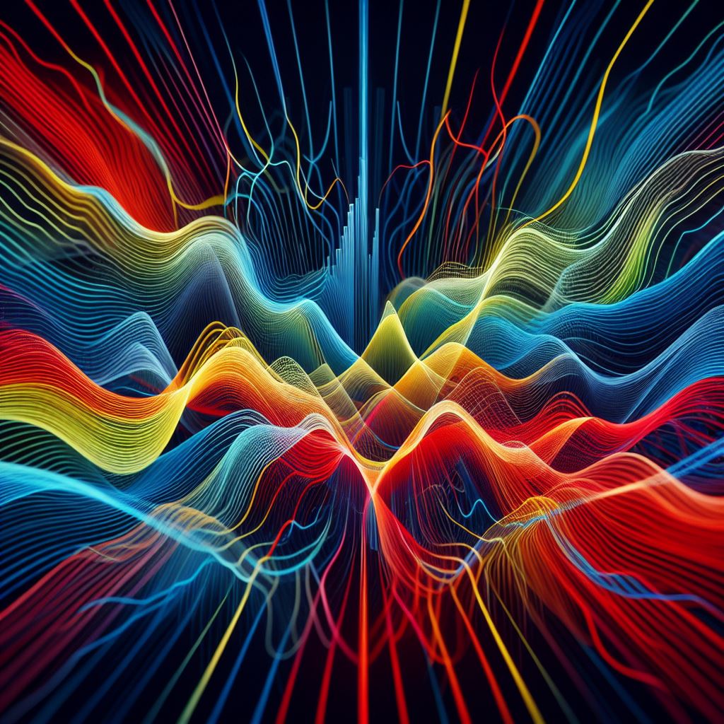 Imagen de ondas de sonido en colores variados y brillantes