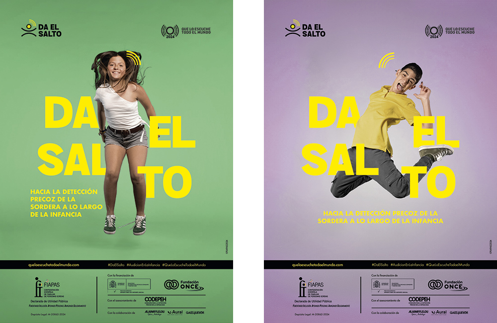 Dos gráficas de la campaña 'Da el salto' de FIAPAS