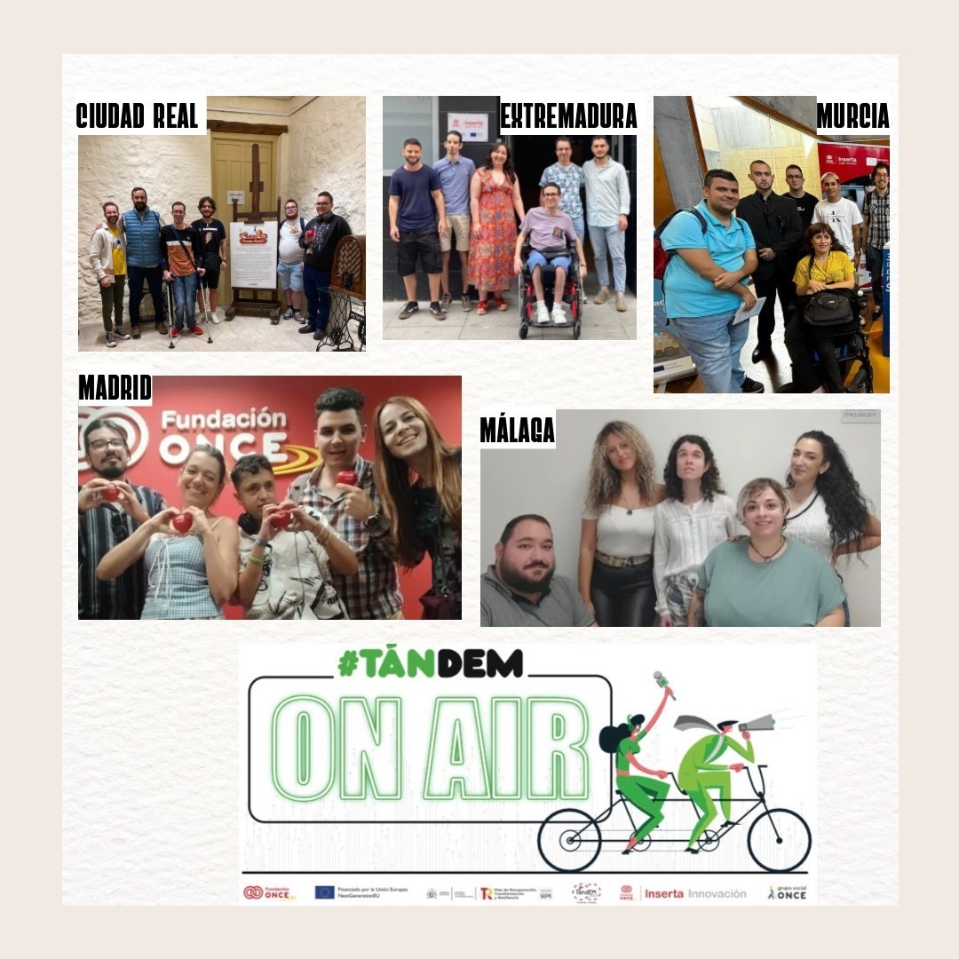 Collage con diversos grupos de estudiantes del proyecto On AIR de toda España en el Día Mundial de la Radio