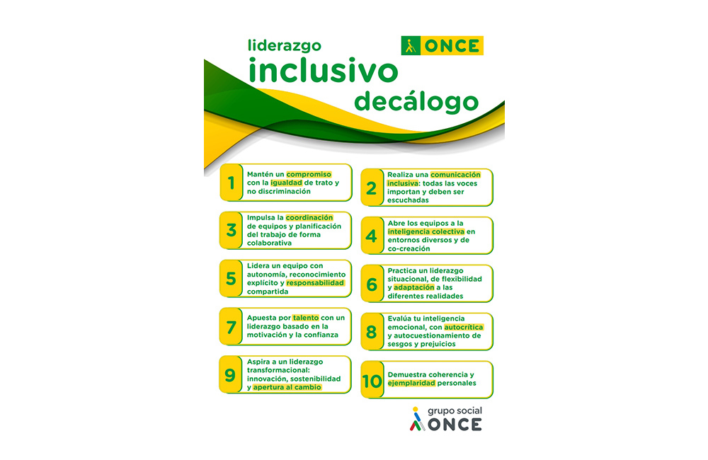 Imagen del Decálogo de Liderazgo Inclusivo de la ONCE