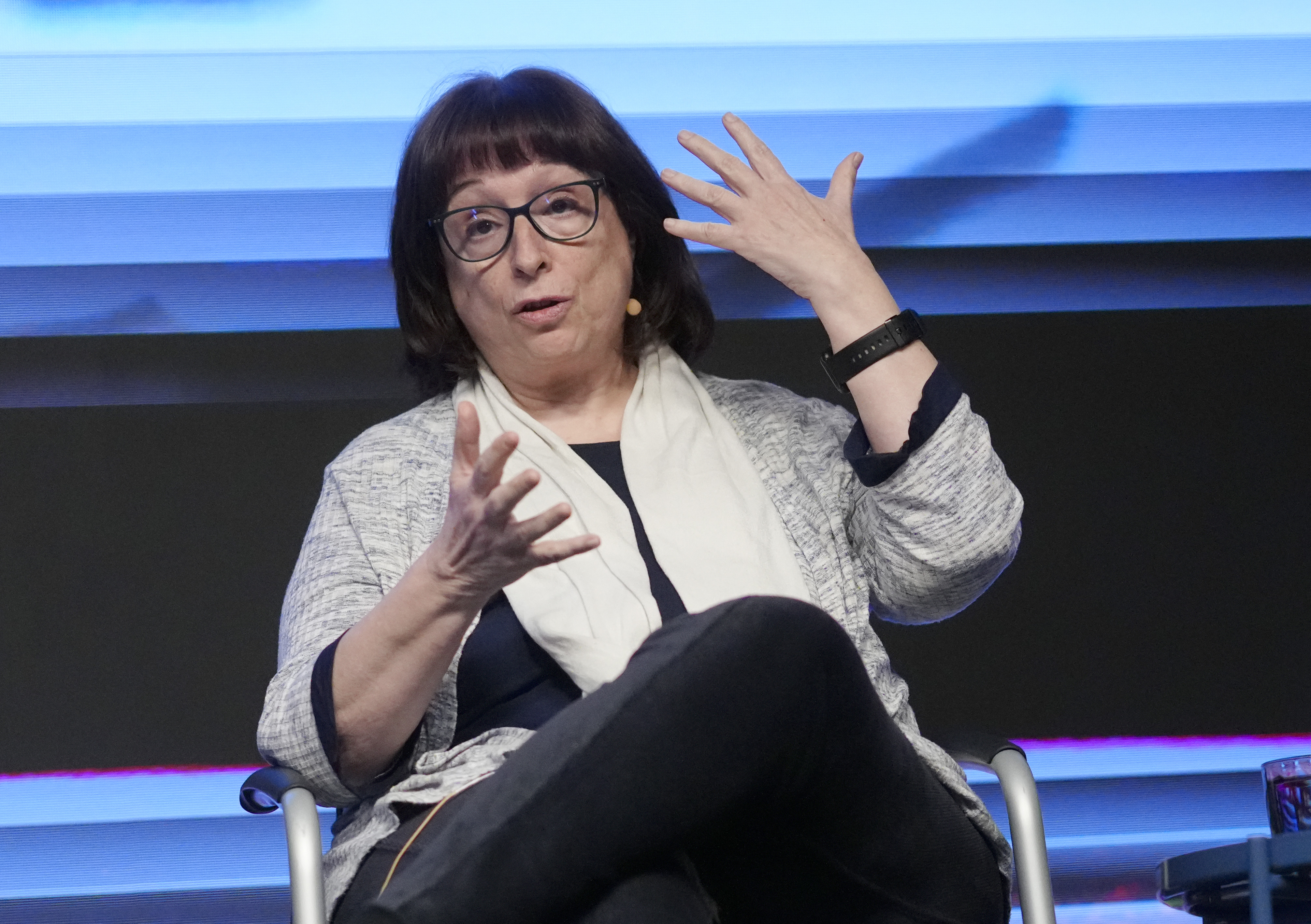 María Ángeles Prieto, afiliada a la ONCE desde hace un año, en la presentación de la serie Mucho que Ver
