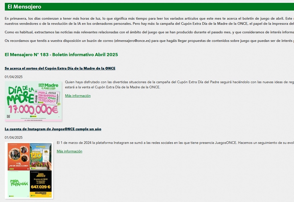 Captura de pantalla de la revista El Mensajero Captura de pantalla de la revista El Mensajero