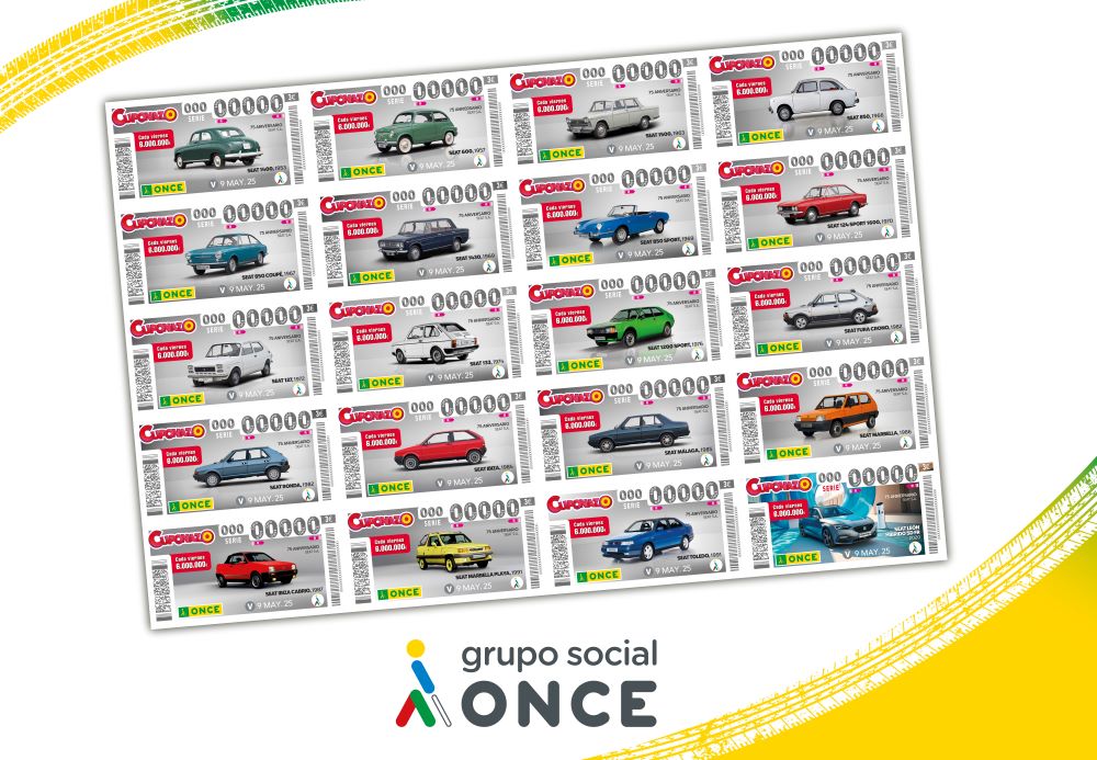 Cartel con los cupones dedicados a los 20 modelos de coches SEAT