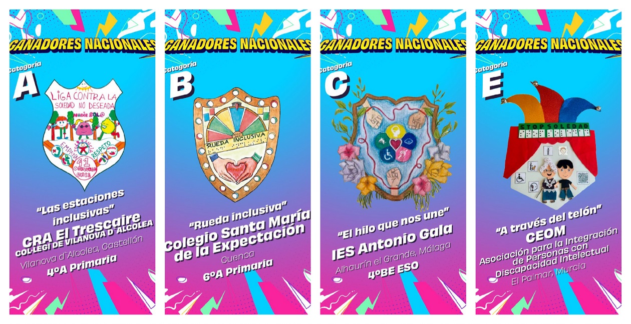 Collage de los cuatro escudos ganadores absolutos del concurso
