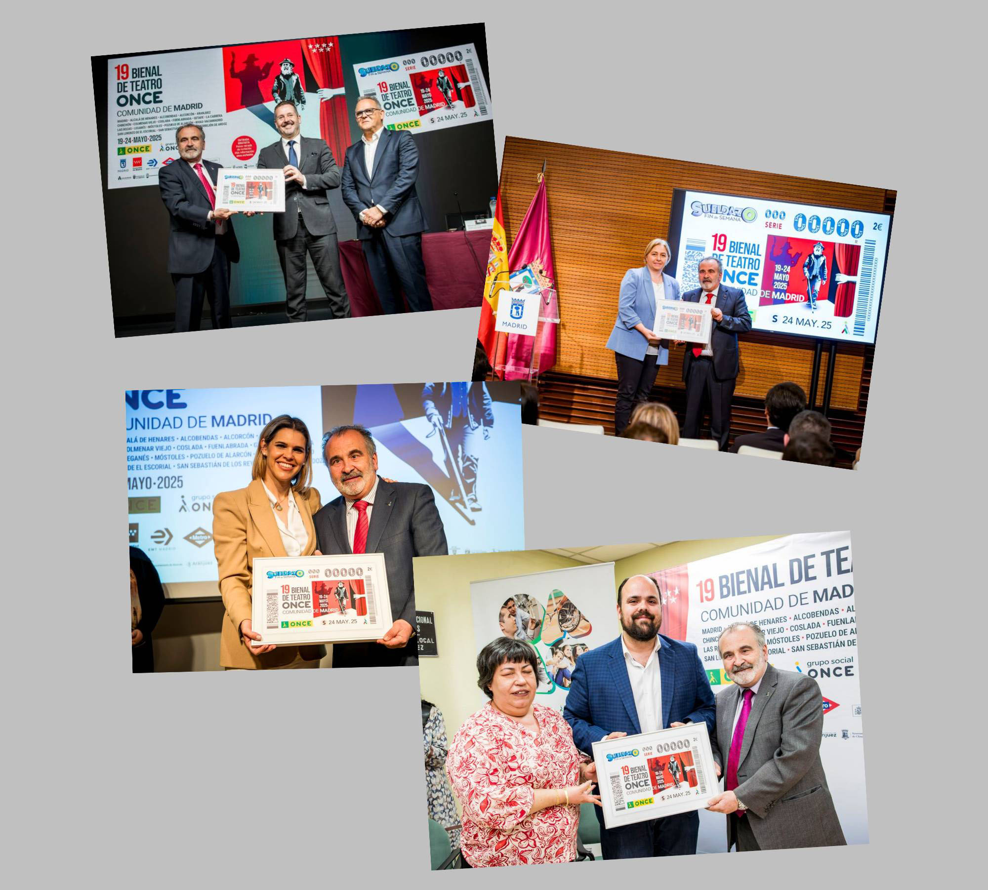 Collage con las diferentes entregas de cupones a los responsables de las administraciones públicas