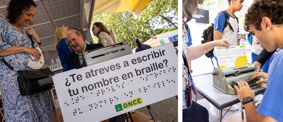 Punto del estand para escribir el nombre en braille