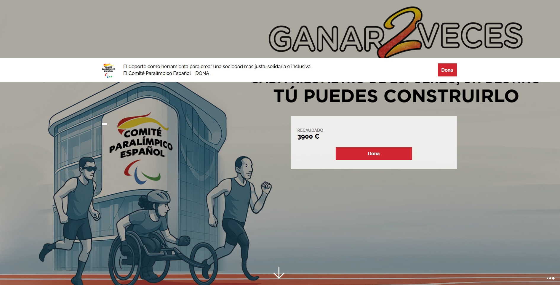 Imagen de la web de la campaña solidaria Ganar 2 veces