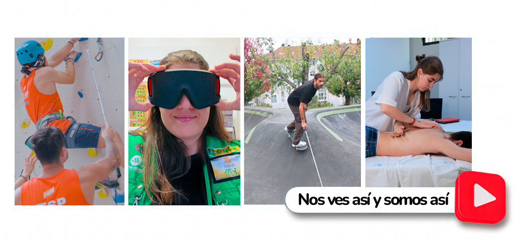 Frames de los vídeos de la campaña Nos ves así y somos así e icono de 