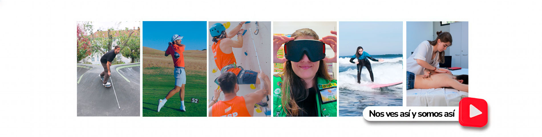 Frames de los vídeos de la campaña Nos ves así y somos así e icono de 
