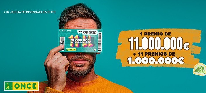 Cartel horizontal de la campaña del Sorteo 11/11 de la ONCE 