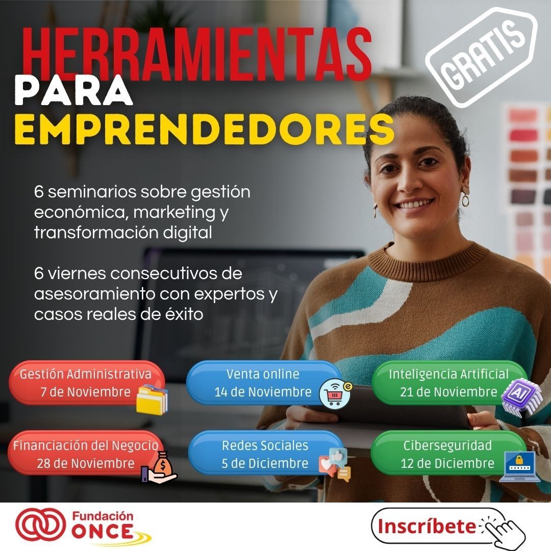 Diapositiva cartel del curso de emprendedores de Fundación ONCE