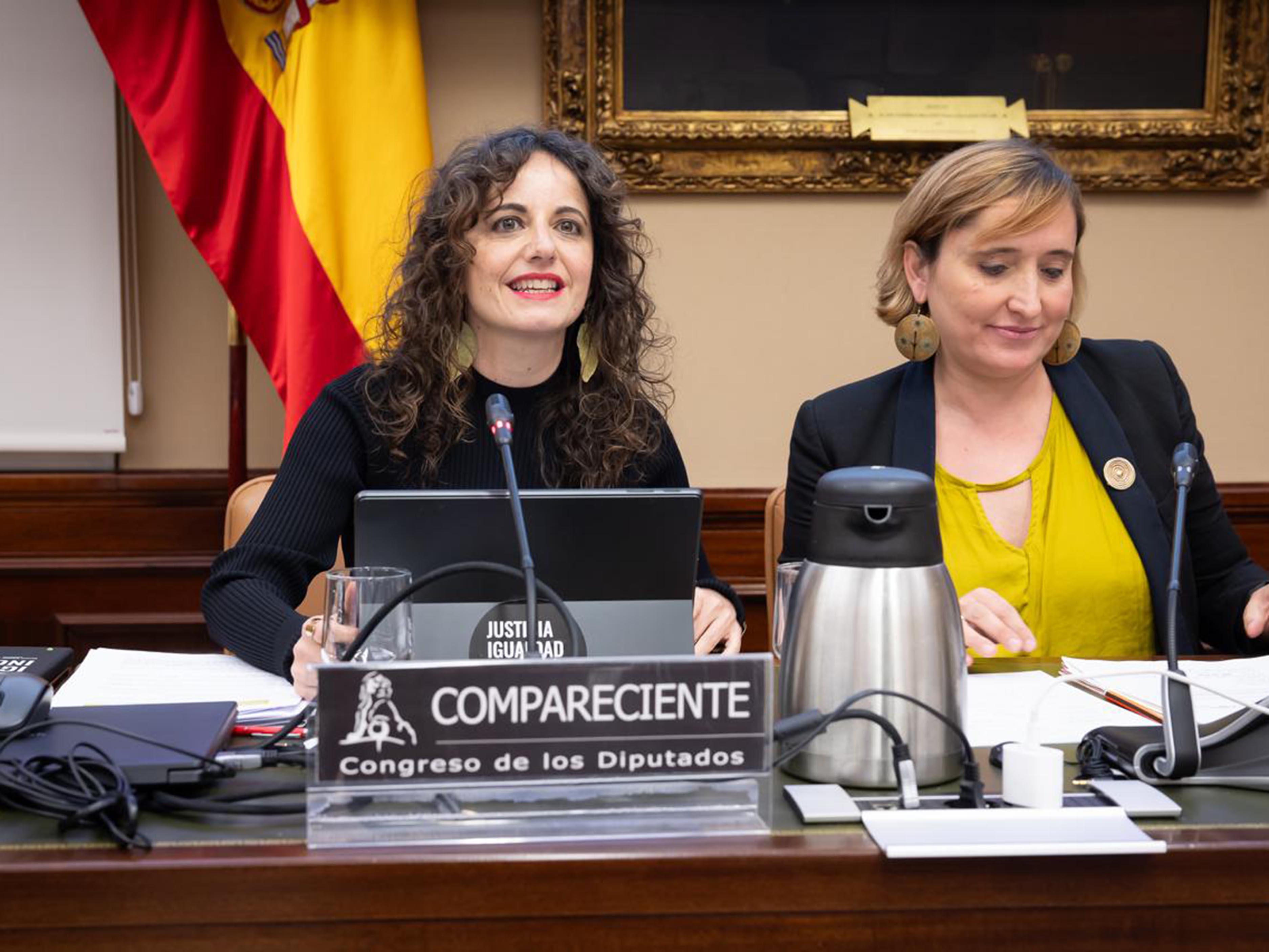 Momento de la intervención de Maria José Juanes en la Comisión de Derechos Sociales del Congreso de los Diputados