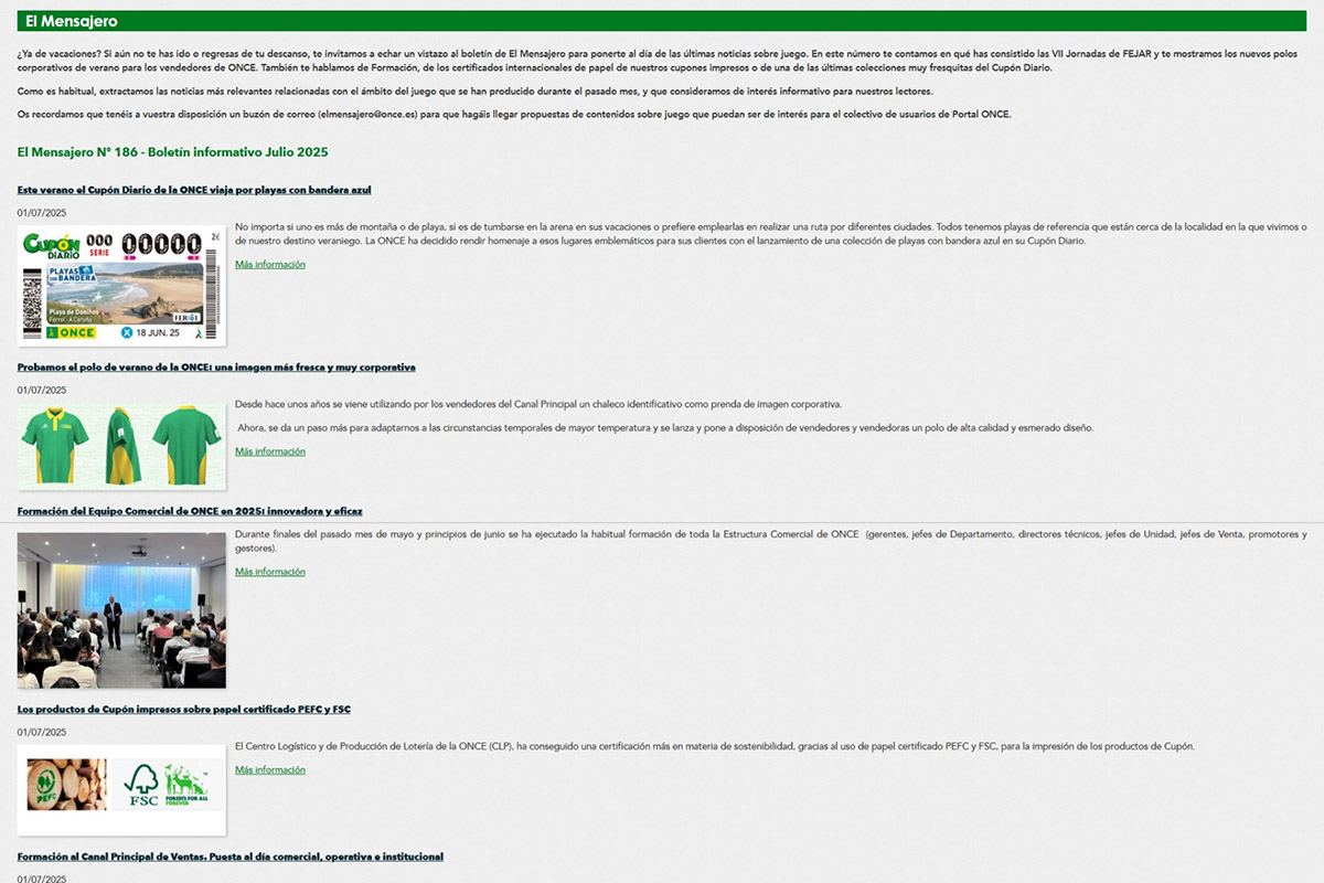 Captura de pantalla de la revista El Mensajero