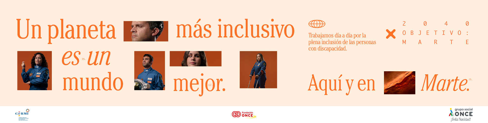 Banner con el mensaje "Un planeta más inclusivo es un mundo mejor. Aquí y en Marte"