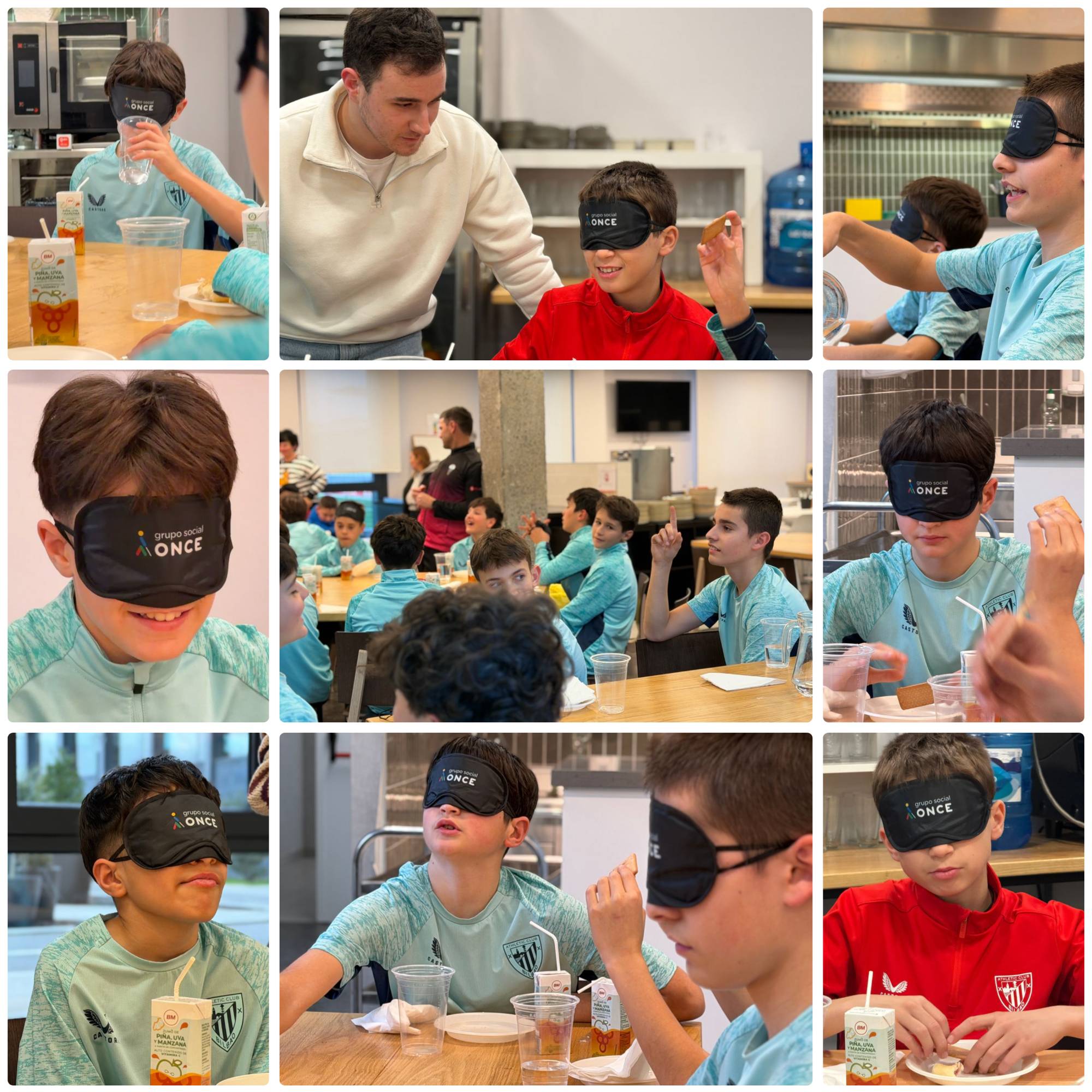 Collage con varios momentos de la merienda