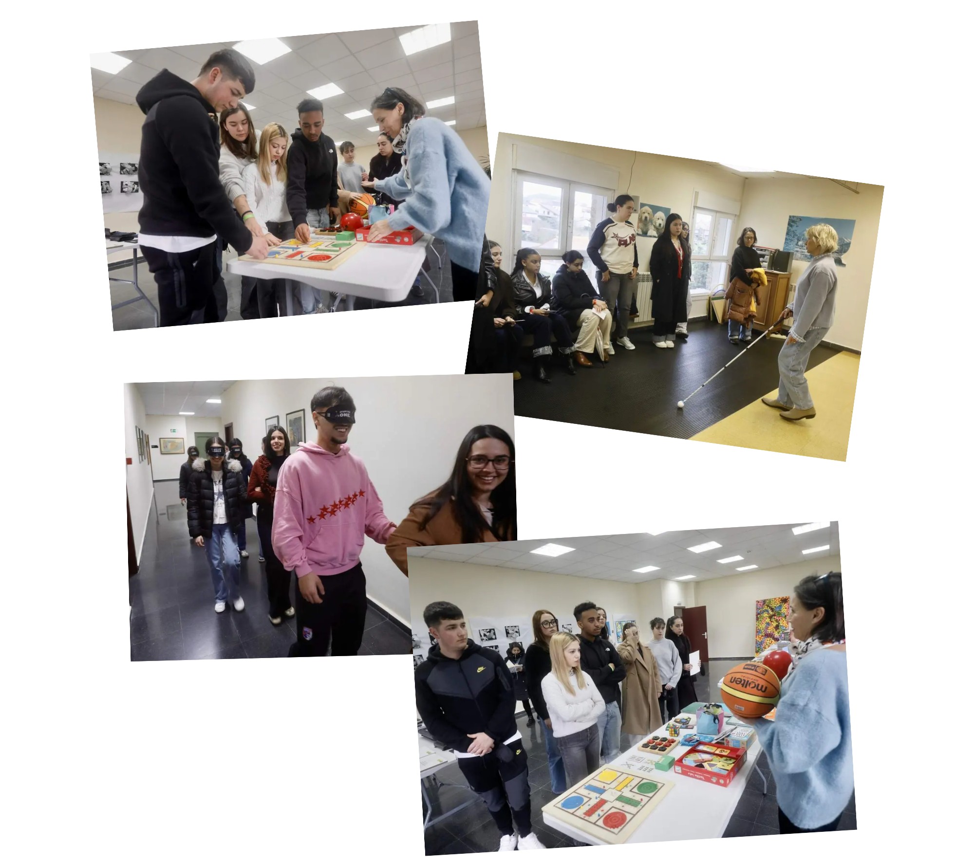 Collage de imágenes de los jóvenes estudiantes durante la visita al CRE en las Jornadad