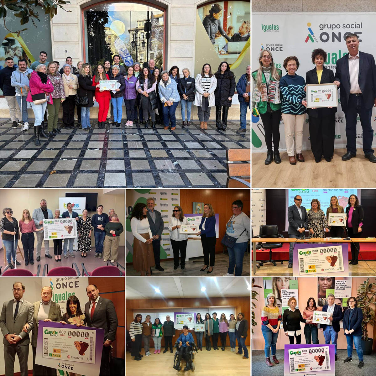 Collage con diferentes presentaciones del cupón por toda España