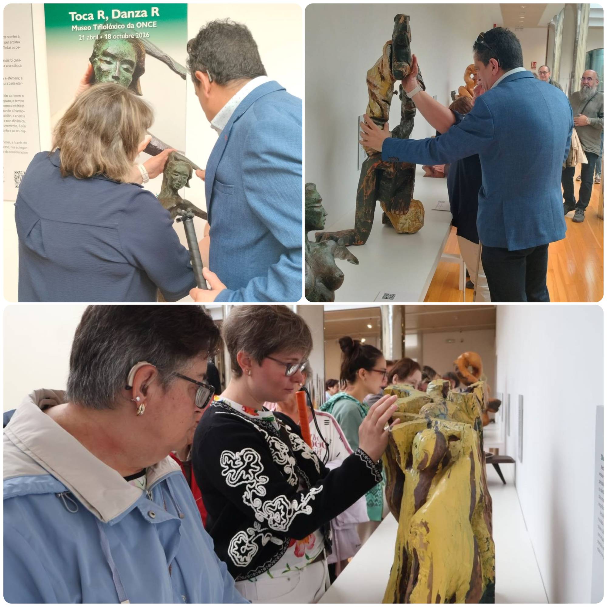 Collage con varios momentos de la inauguración de la exposición