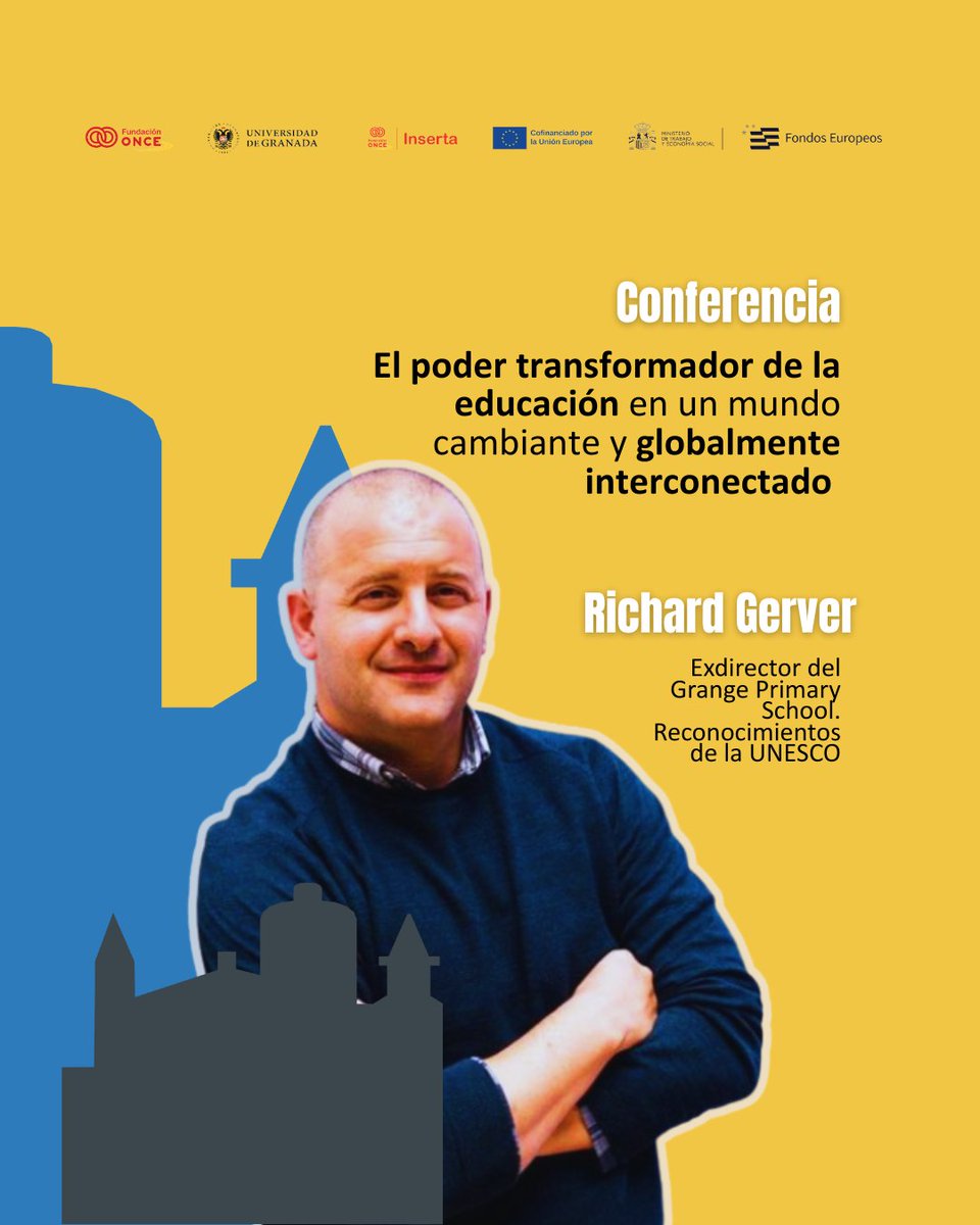 Cartel con la imagen de Richard Gerver junto al título de su conferencia en el Congreso