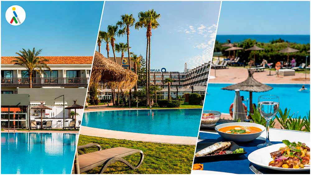 Montaje de tres imágenes de hoteles de Ilunion