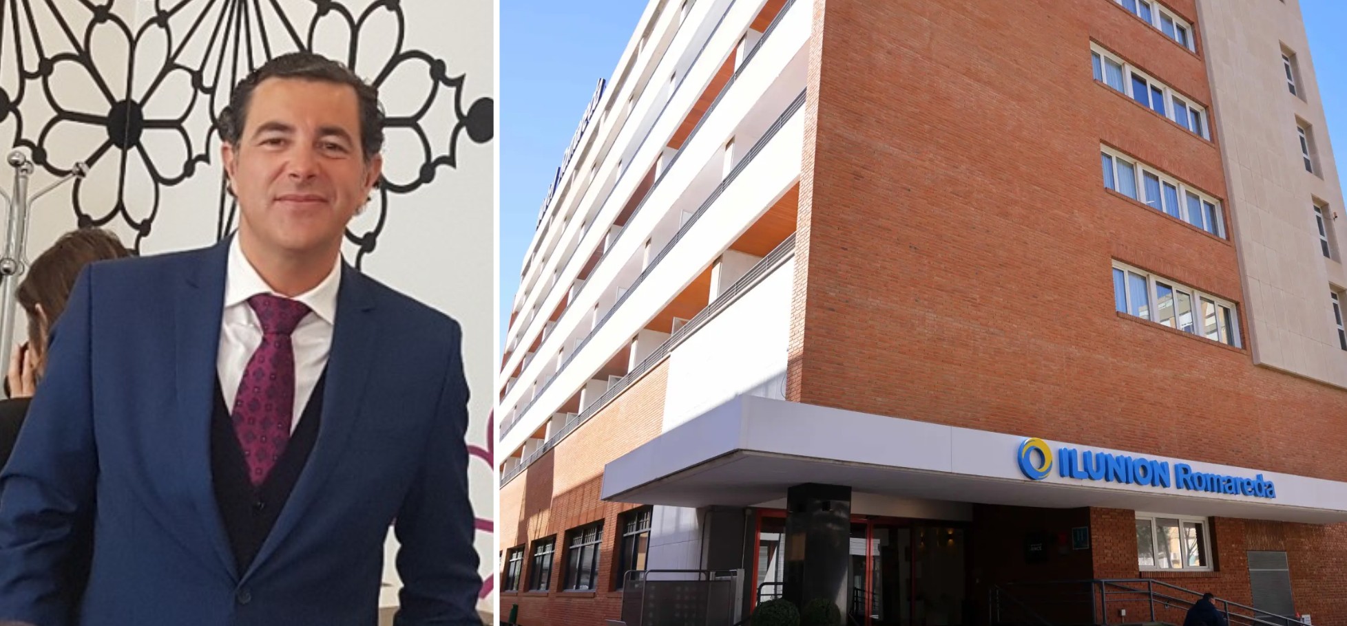 A la izquierda José Antonio Palau, director del hotel, y a la derecha vista exterior del Hotel Ilunion Romareda