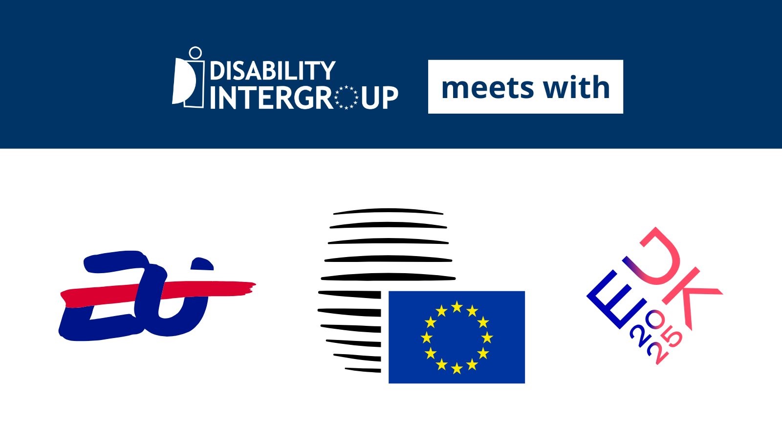 Logos del Consejo de la EU  y del Intergrupo de la Discapacidad