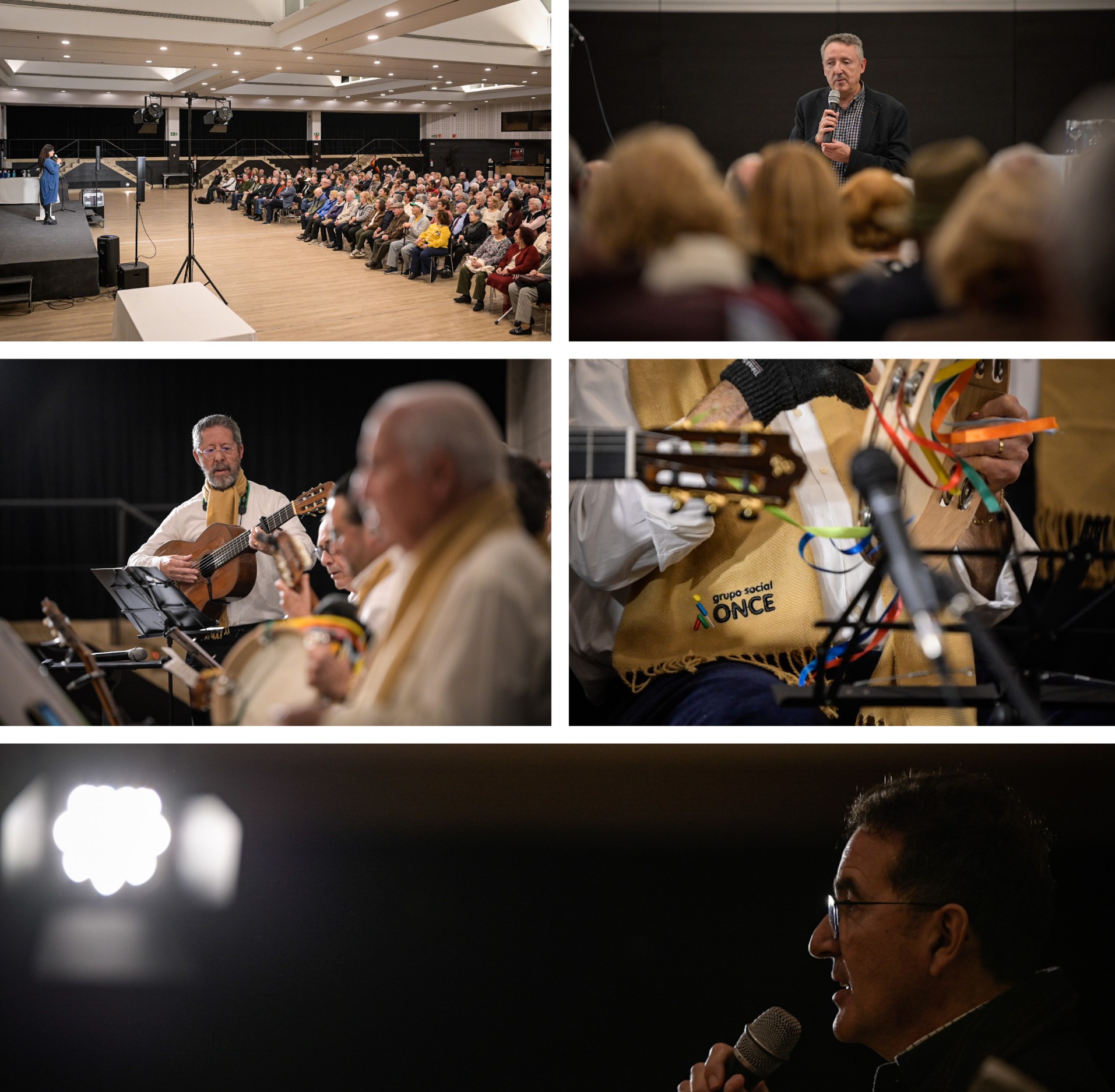 Collage de diversos momentos del turno de Navidades en Familia, con las intervenciones de Cristóbal Martínez, arriba a la derecha, y Andrés Ramos abajo 